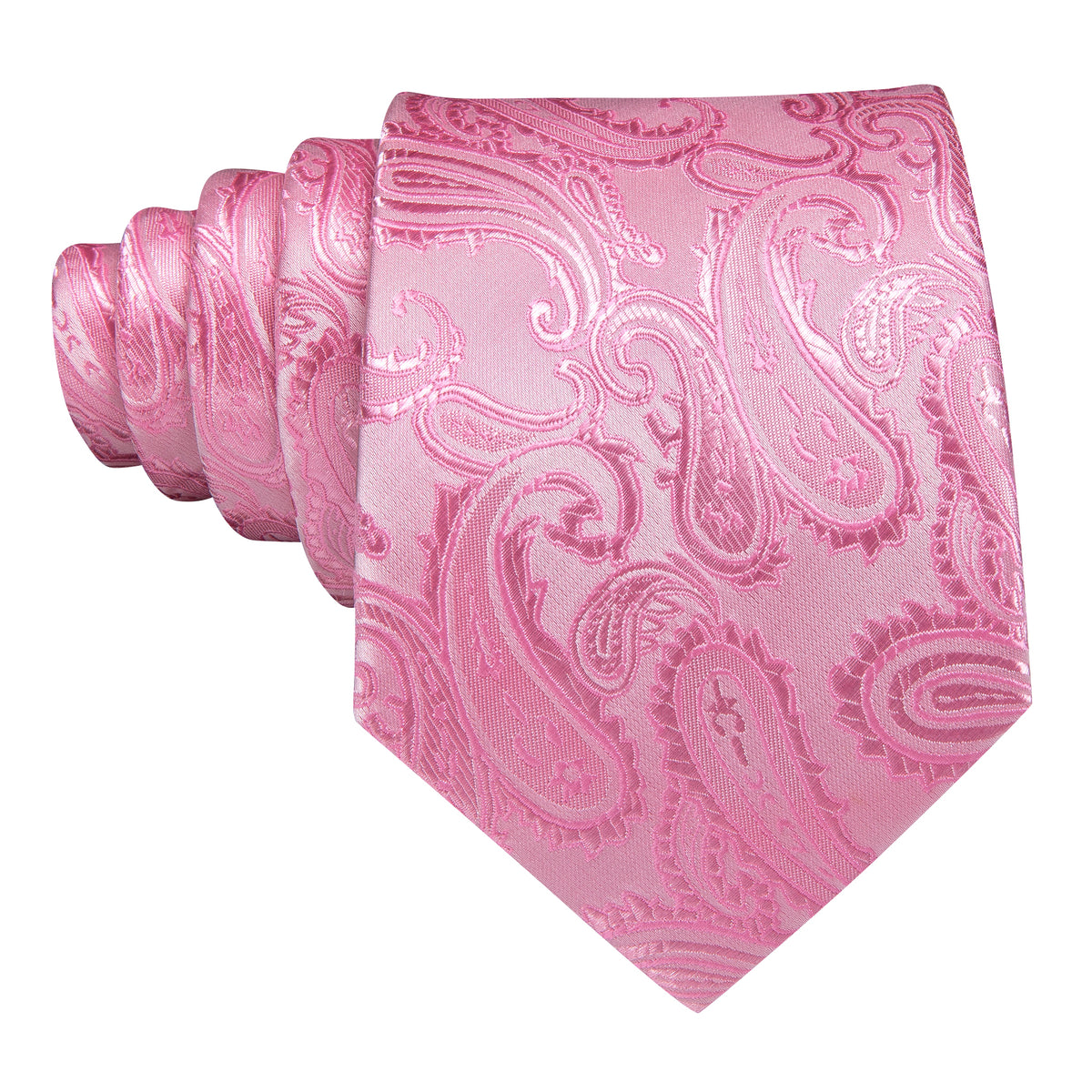 Pink Paisley Silk Wedding Silk Tie Set - GentCrest - View 4