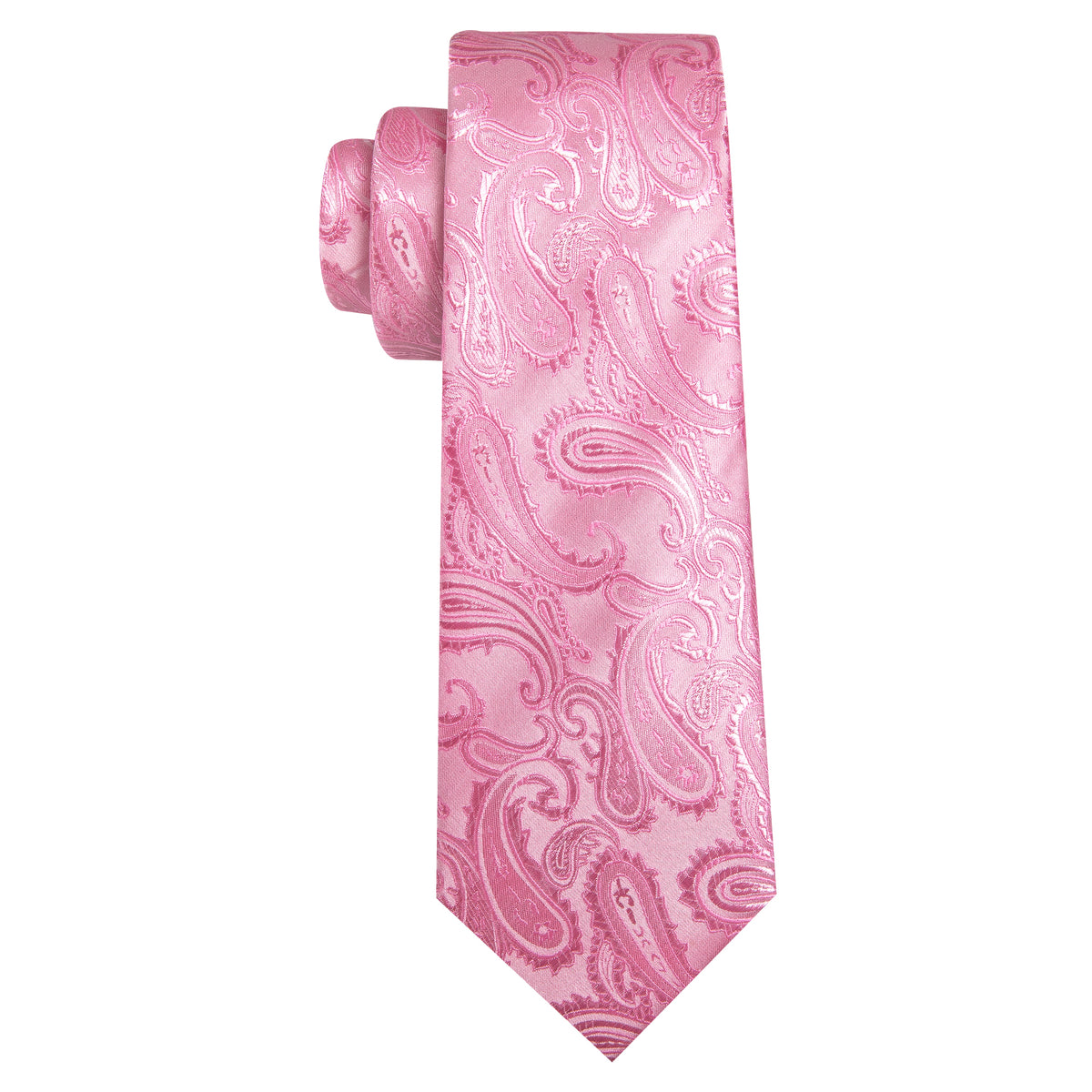 Pink Paisley Silk Wedding Silk Tie Set - GentCrest - View 5