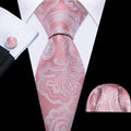 Pink Wedding Paisley Silk Tie Set - GentCrest