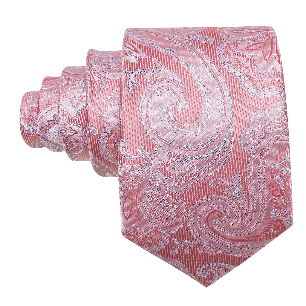Pink Wedding Paisley Silk Tie Set - GentCrest - View 4