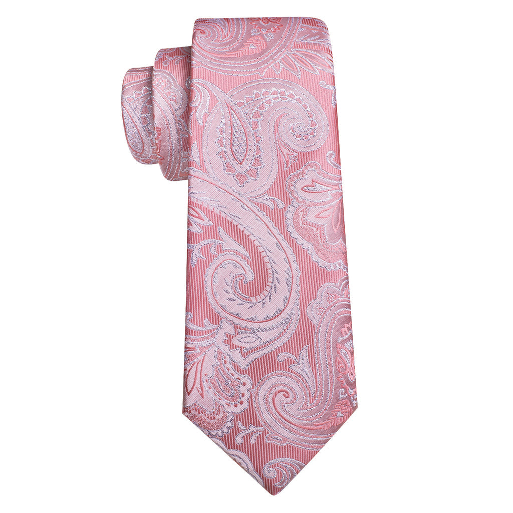 Pink Wedding Paisley Silk Tie Set - GentCrest - View 5