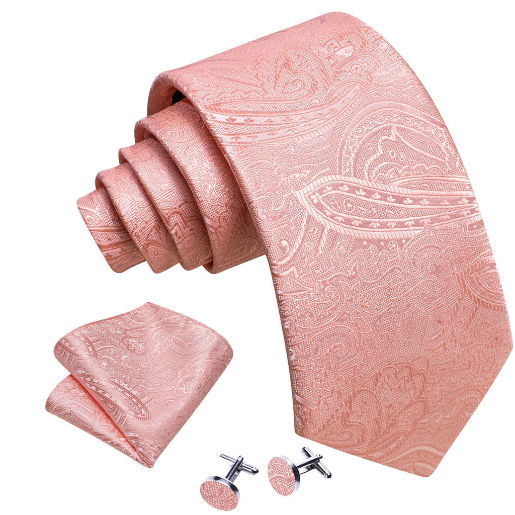 Light Red Paisley Silk Tie Set - GentCrest - View 2