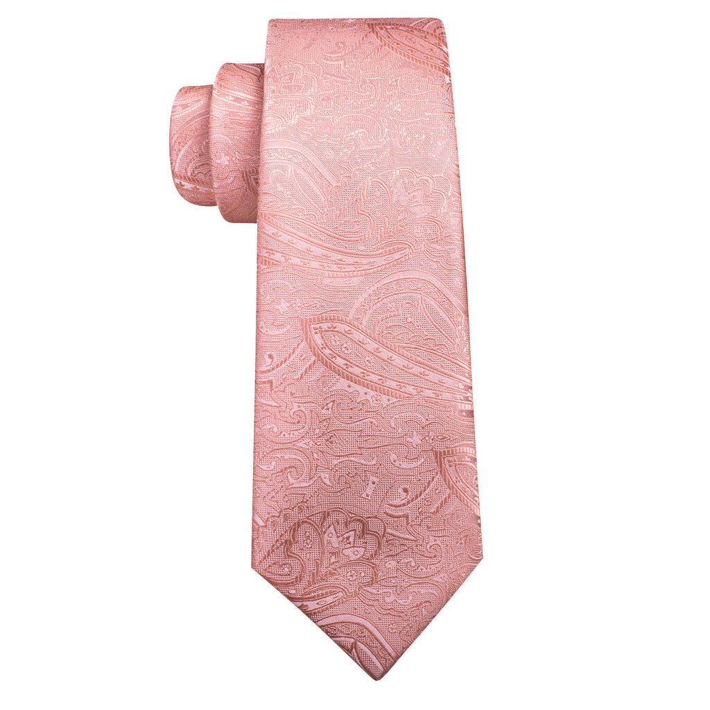 Light Red Paisley Silk Tie Set - GentCrest - View 5