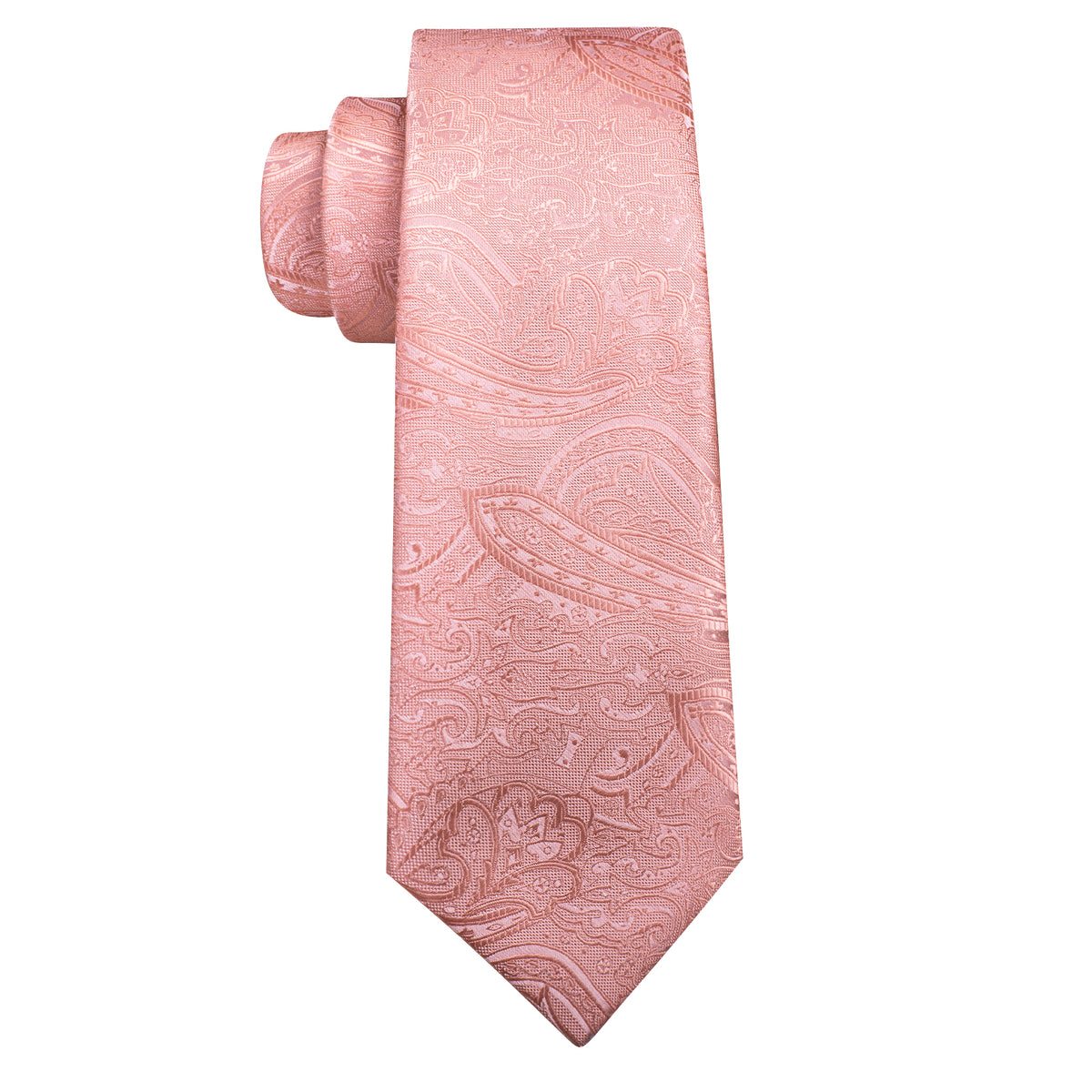 Light Red Paisley Silk Tie Set - GentCrest - View 5