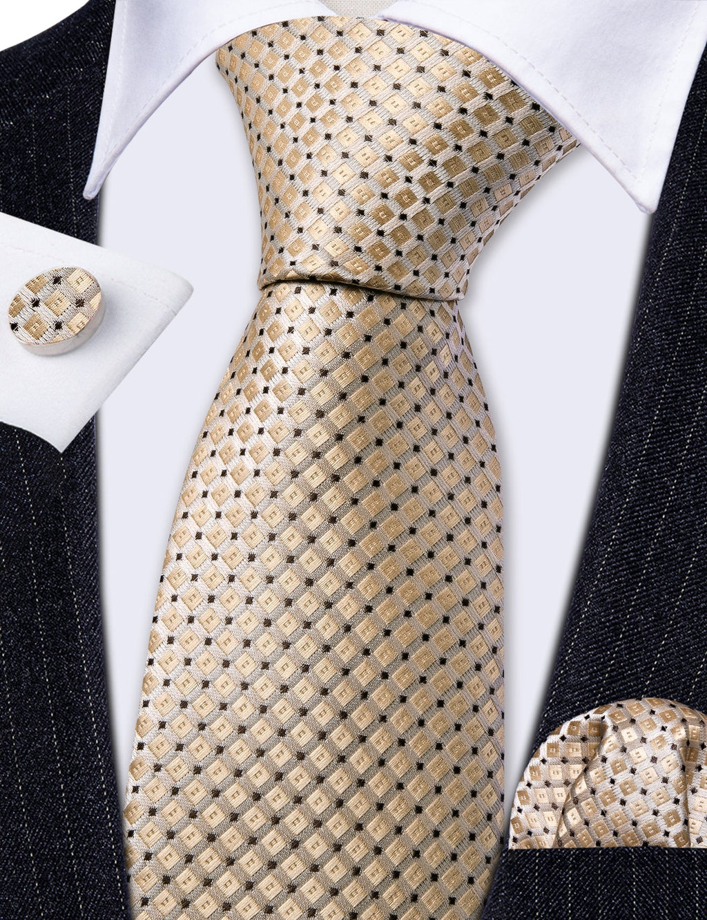 GentCrest Red Geometric Tie Hanky Cufflinks Set - Image 2