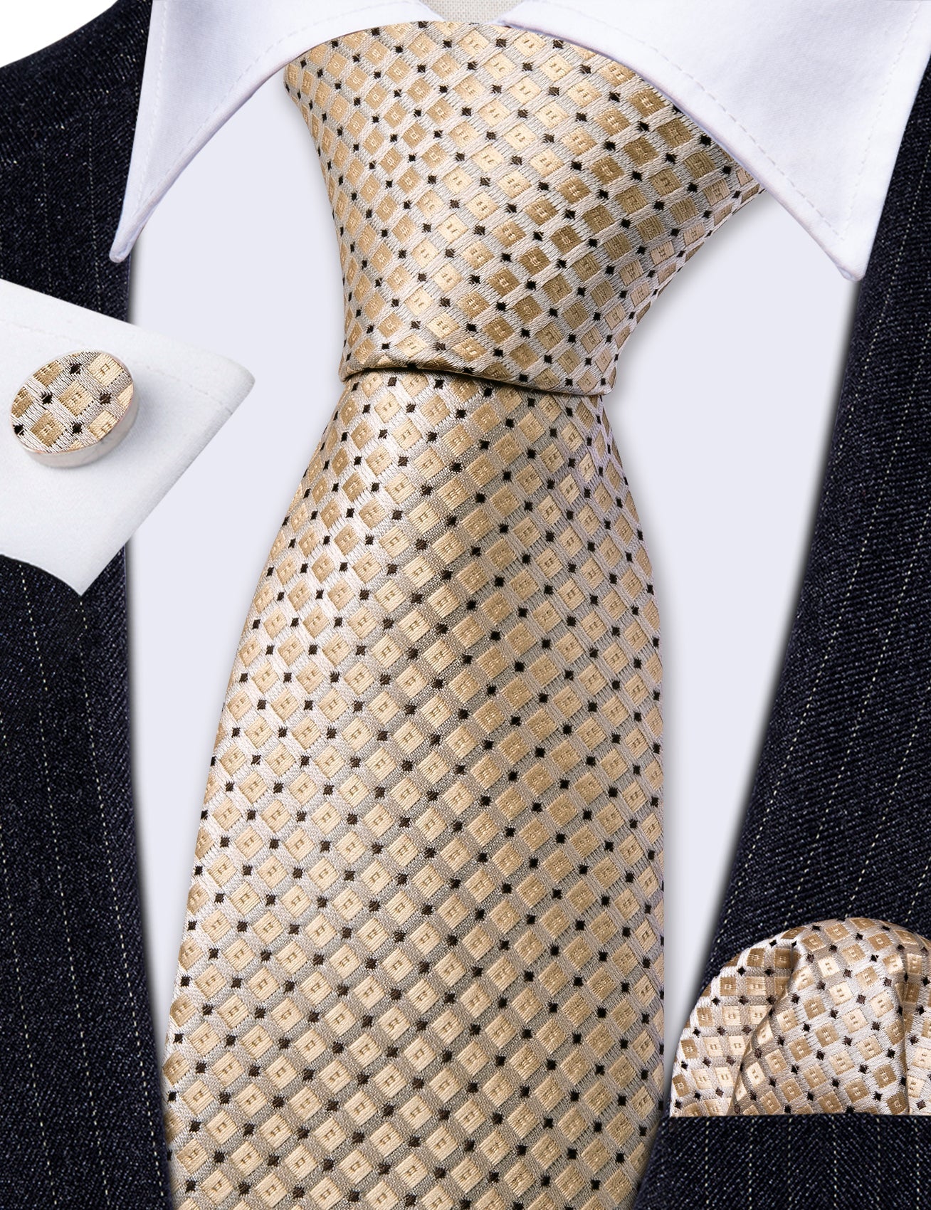 GentCrest Red Geometric Tie Hanky Cufflinks Set - Image 2