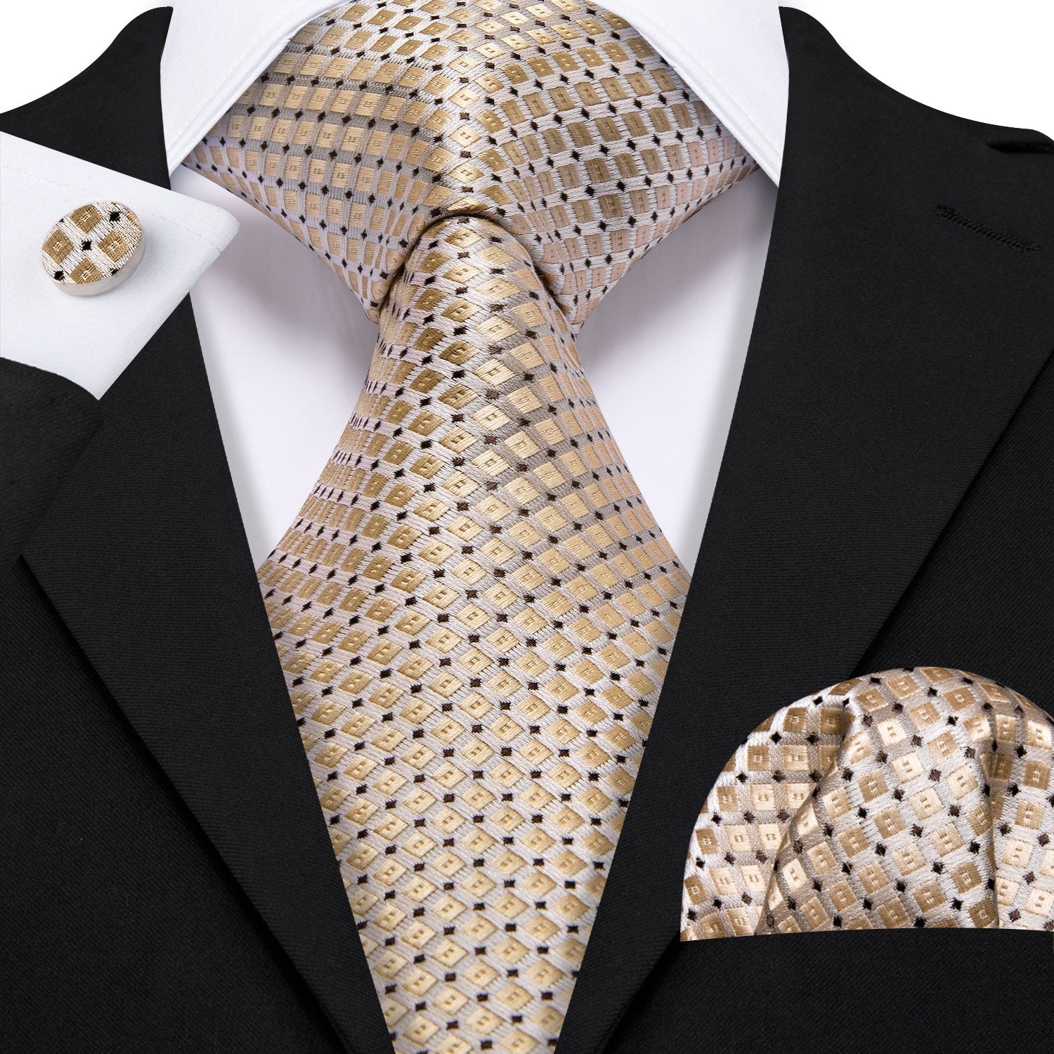 GentCrest Red Geometric Tie Hanky Cufflinks Set - Image 1