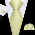 Mist Green Solid Silk Tie Set - GentCrest