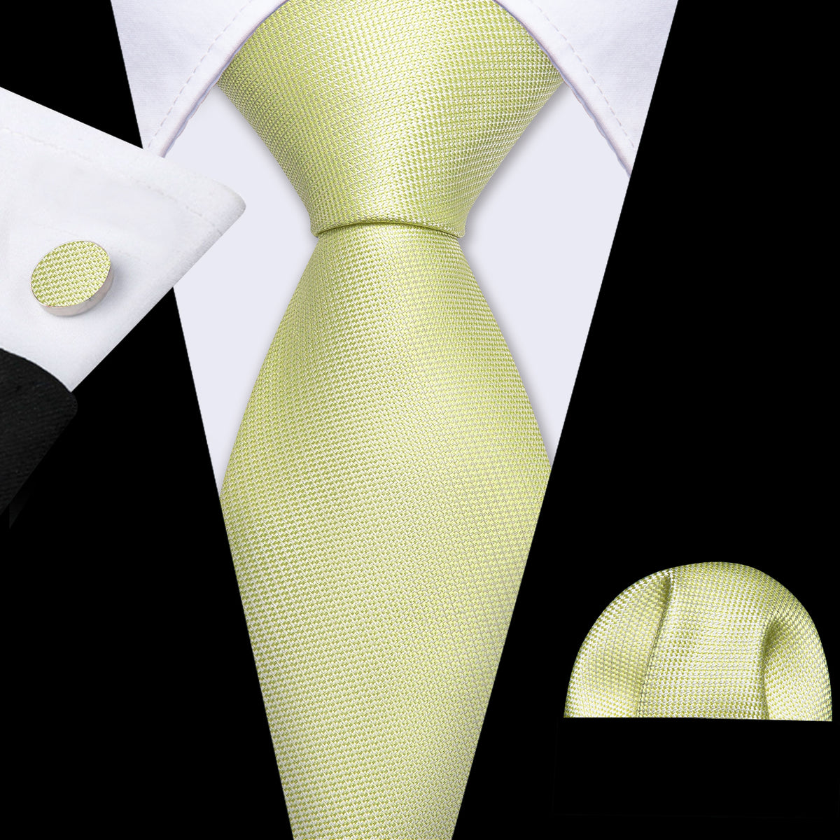 Mist Green Solid Silk Tie Set - GentCrest