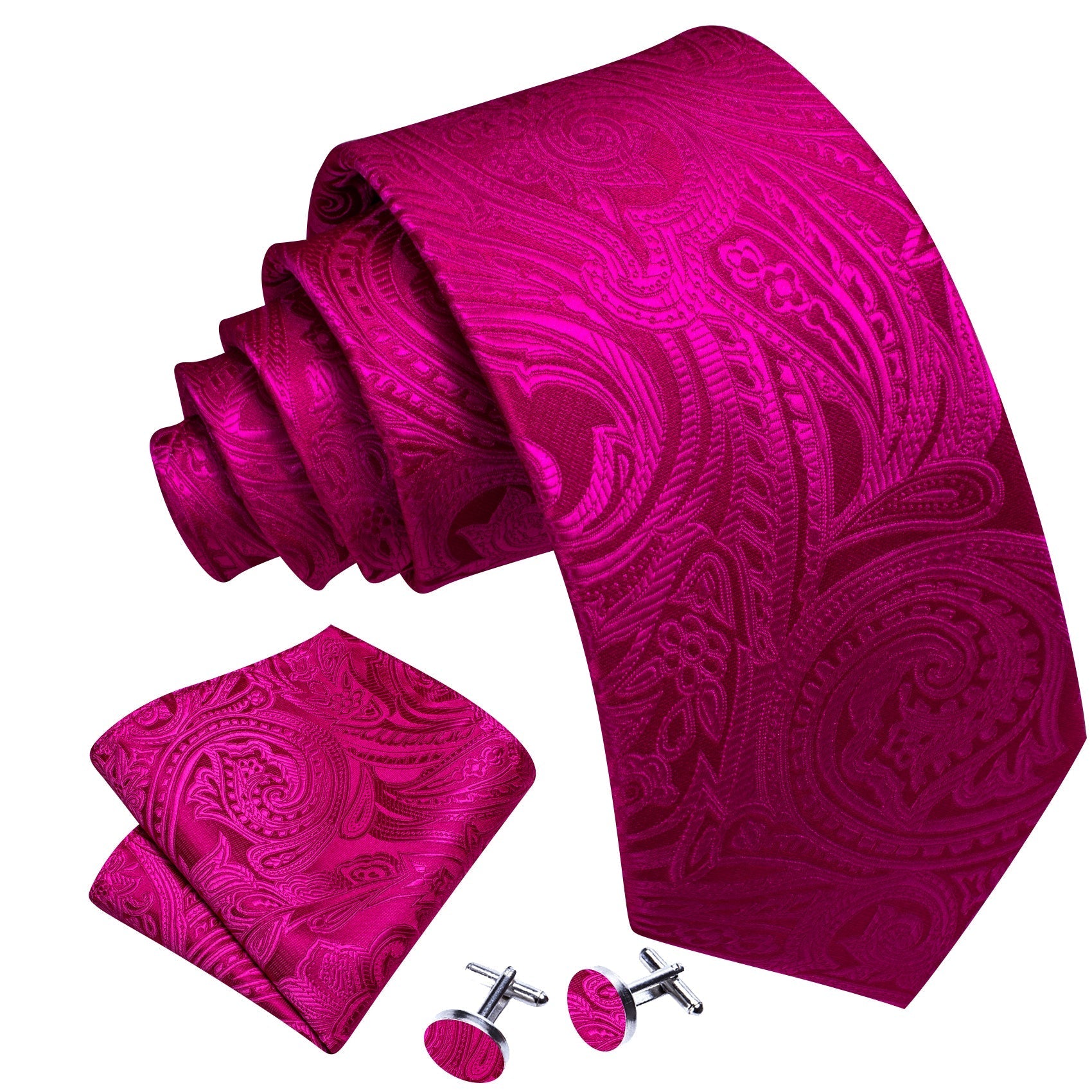 GentCrest Red Paisley Tie Hanky Cufflinks Set - Image 2