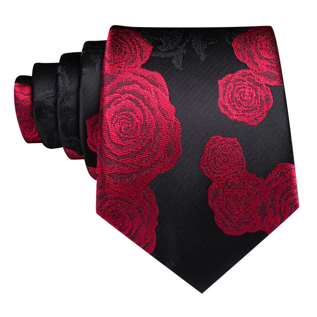 GentCrest Black Floral Tie Hanky Cufflinks Set - Image 4