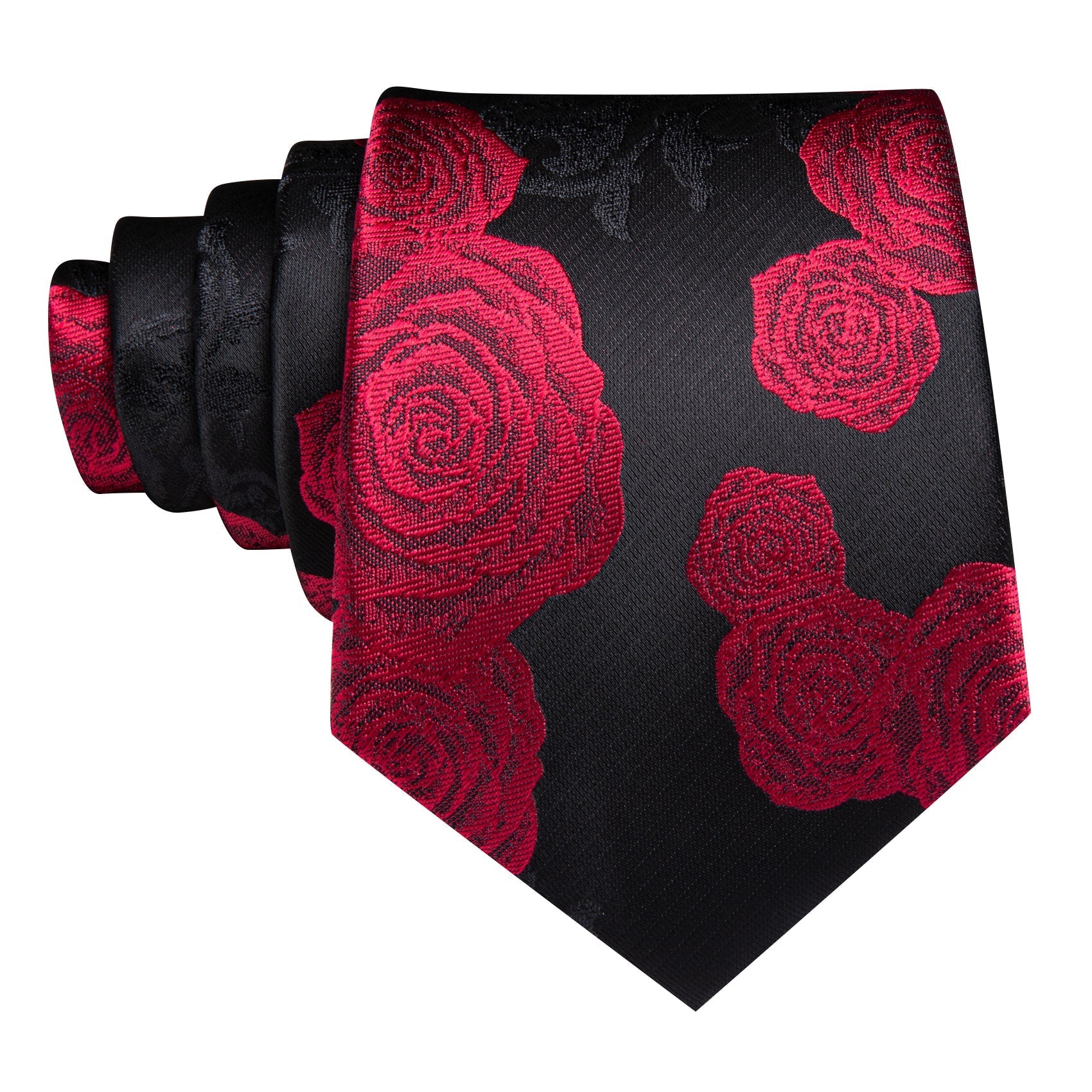 GentCrest Black Floral Tie Hanky Cufflinks Set - Image 4