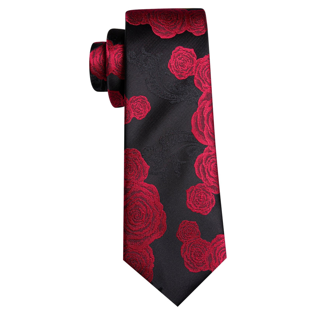 GentCrest Black Floral Tie Hanky Cufflinks Set - Image 5
