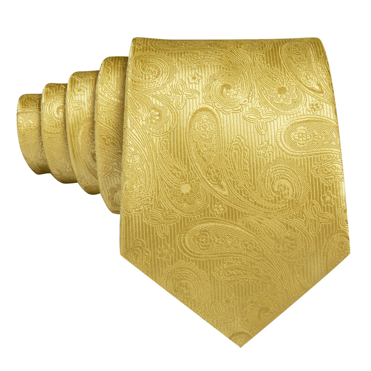 Gold Paisley Silk Tie Set - GentCrest - View 4