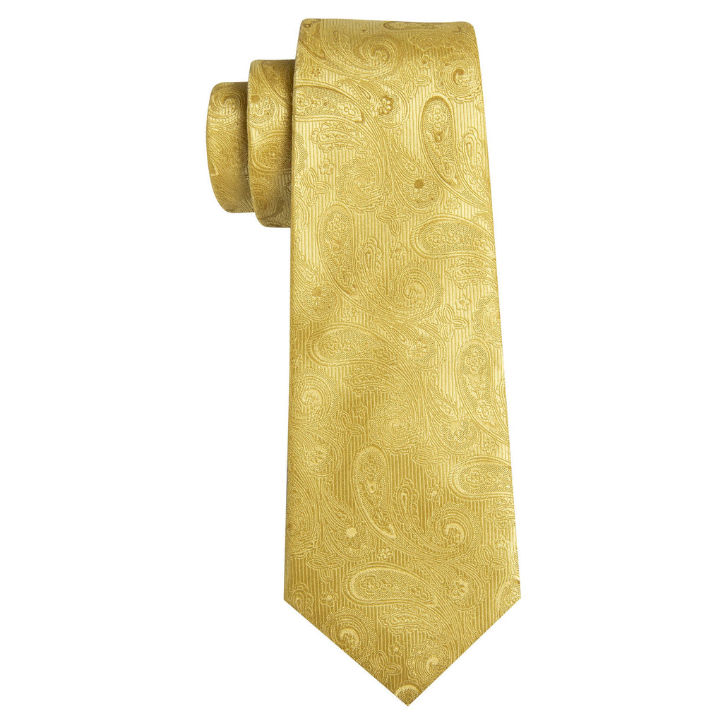 Gold Paisley Silk Tie Set - GentCrest - View 5