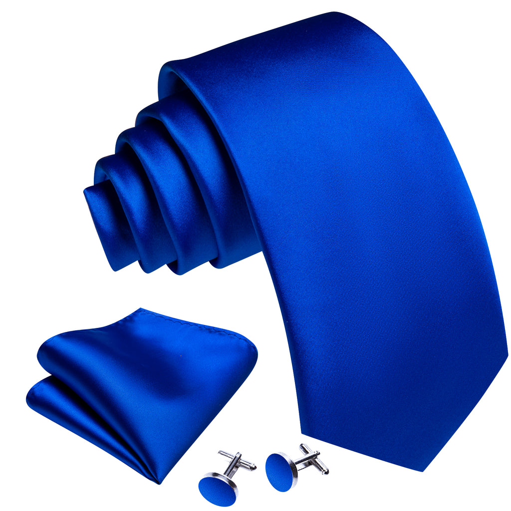Blue Solid Silk Tie Set - GentCrest - View 3