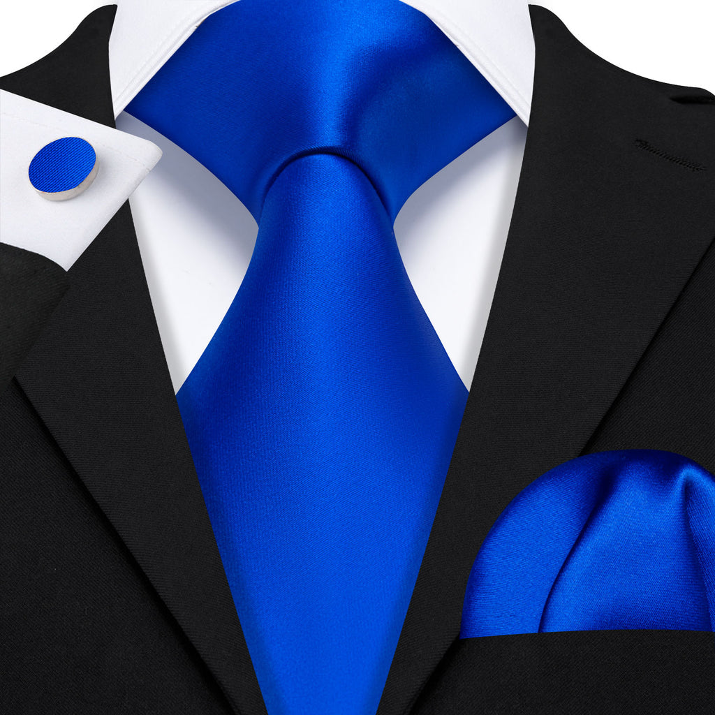 Blue Solid Silk Tie Set - GentCrest - View 2