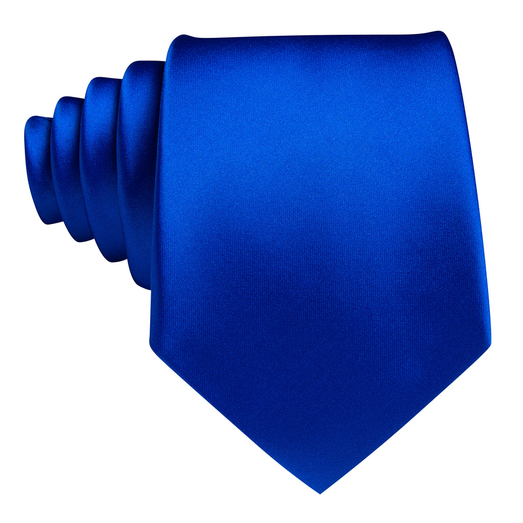 Blue Solid Silk Tie Set - GentCrest - View 4