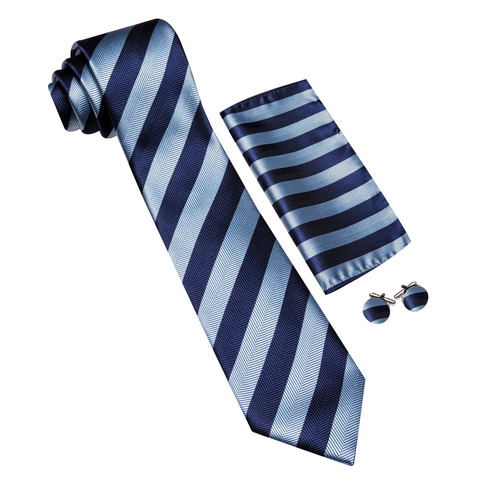 GentCrest Blue Striped Tie Hanky Cufflinks Set - Image 4