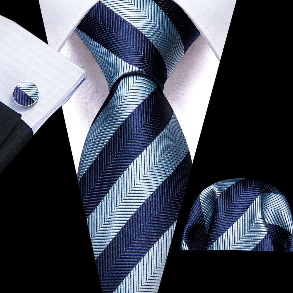 GentCrest Blue Striped Tie Sets - Image 1