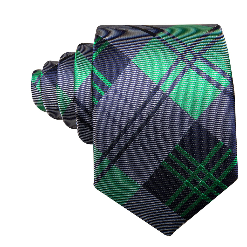 GentCrest Blue Plaid Tie Hanky Cufflinks Set - Image 5