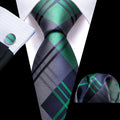 GentCrest Blue Plaid Tie Hanky Cufflinks Set - Image 1