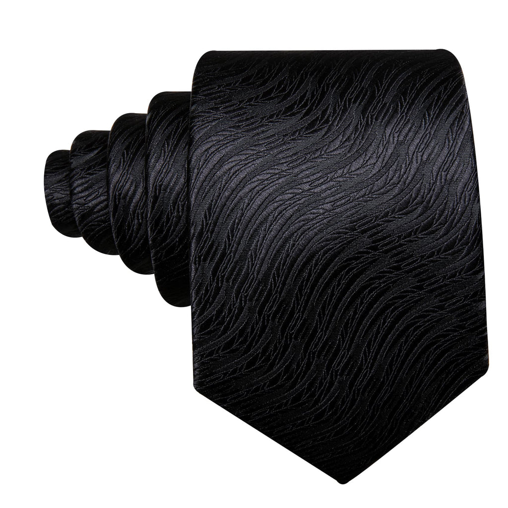 Black Geometric Silk Tie Set - GentCrest - View 2