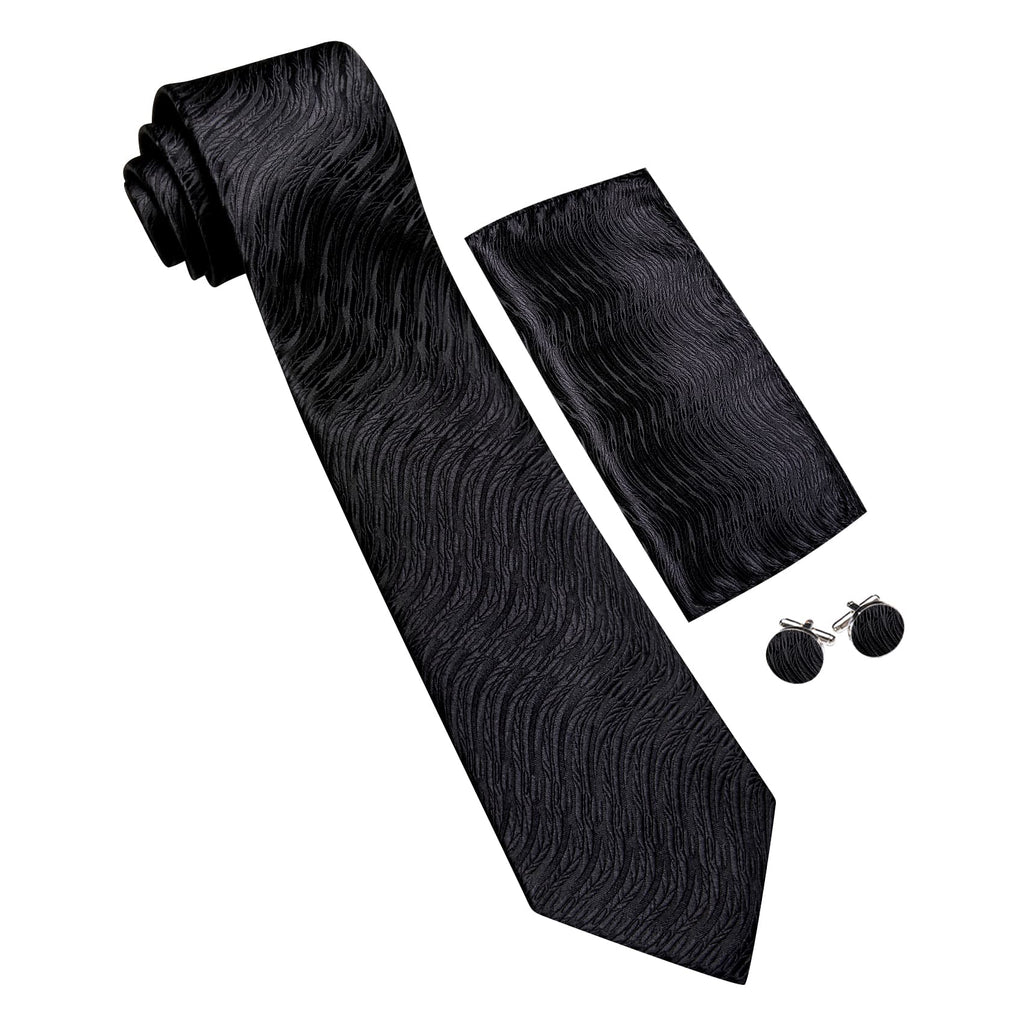 Black Geometric Silk Tie Set - GentCrest - View 4