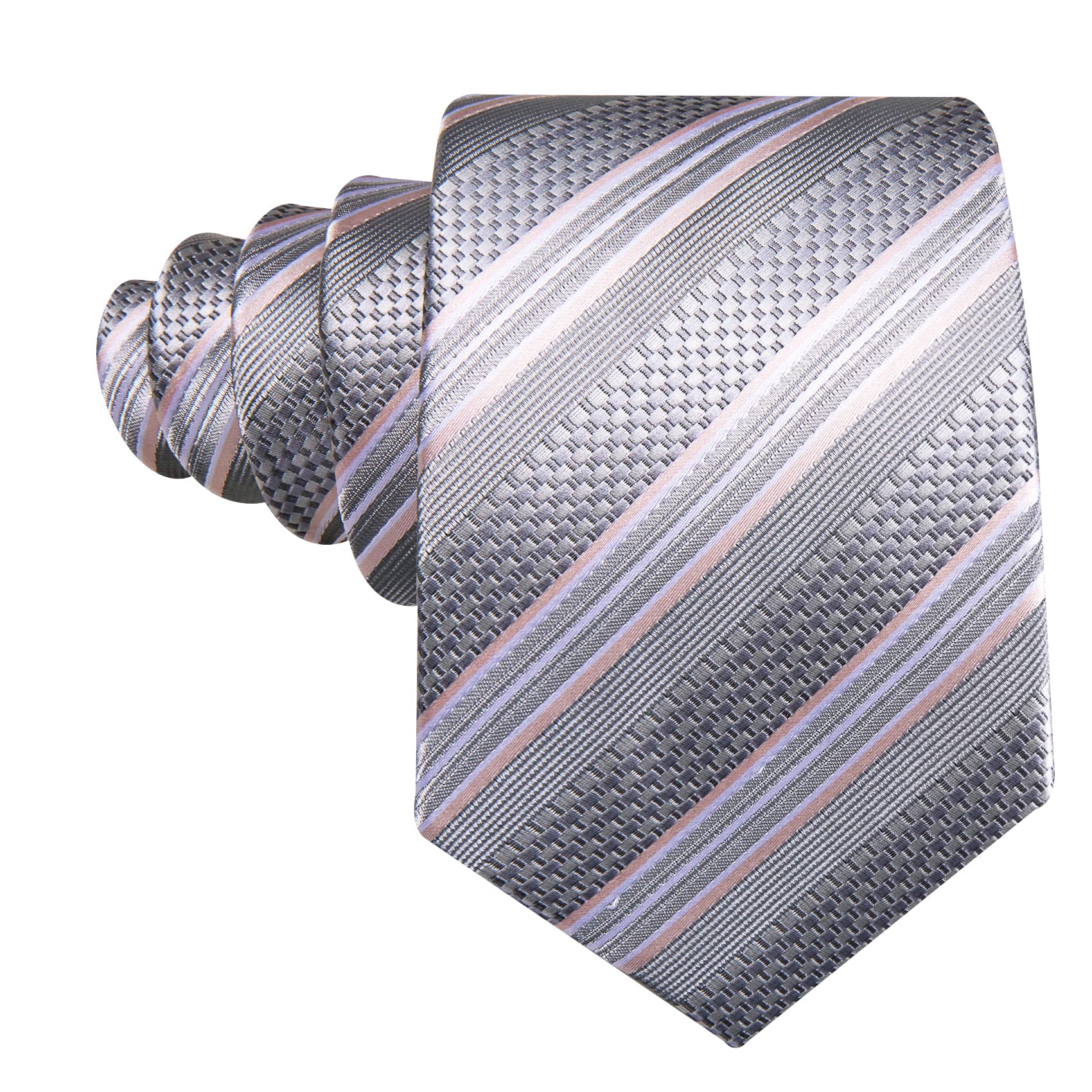 GentCrest Grey Striped Tie Hanky Cufflinks Set - Image 4