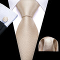 Champagne Beige Geometric Silk Tie Set - GentCrest