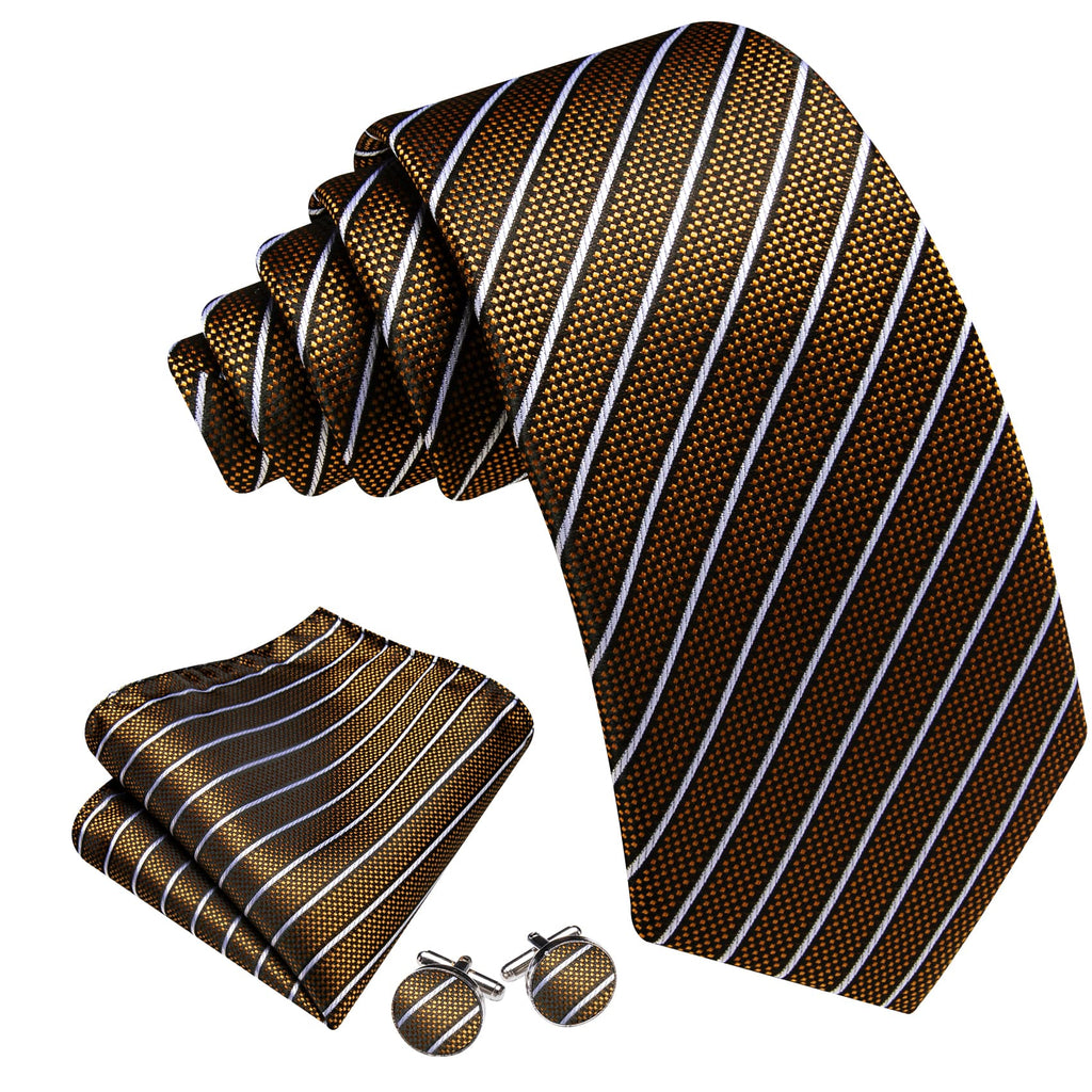 GentCrest Gold Striped Tie Hanky Cufflinks Set - Image 2