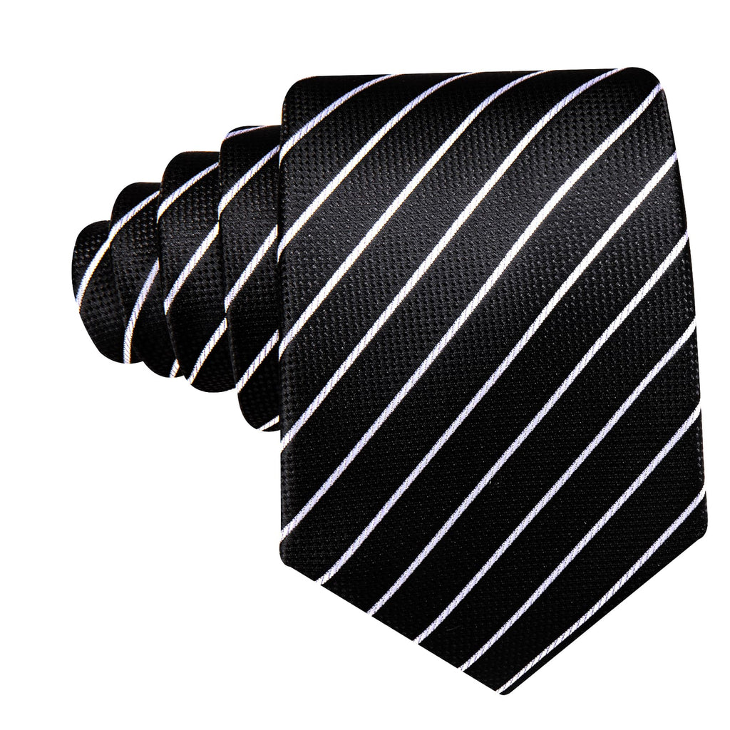 GentCrest Black Striped Tie Hanky Cufflinks Set - Image 5