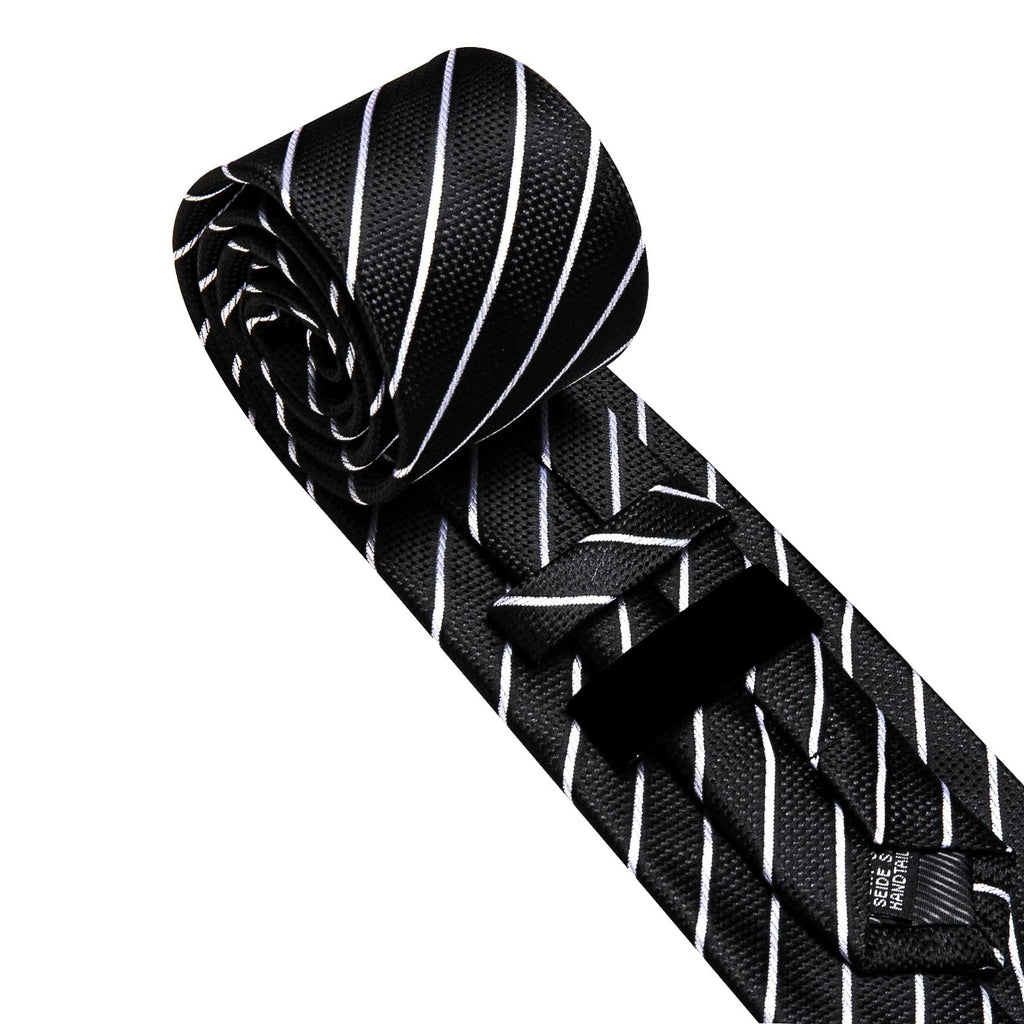 GentCrest Black Striped Tie Hanky Cufflinks Set - Image 4