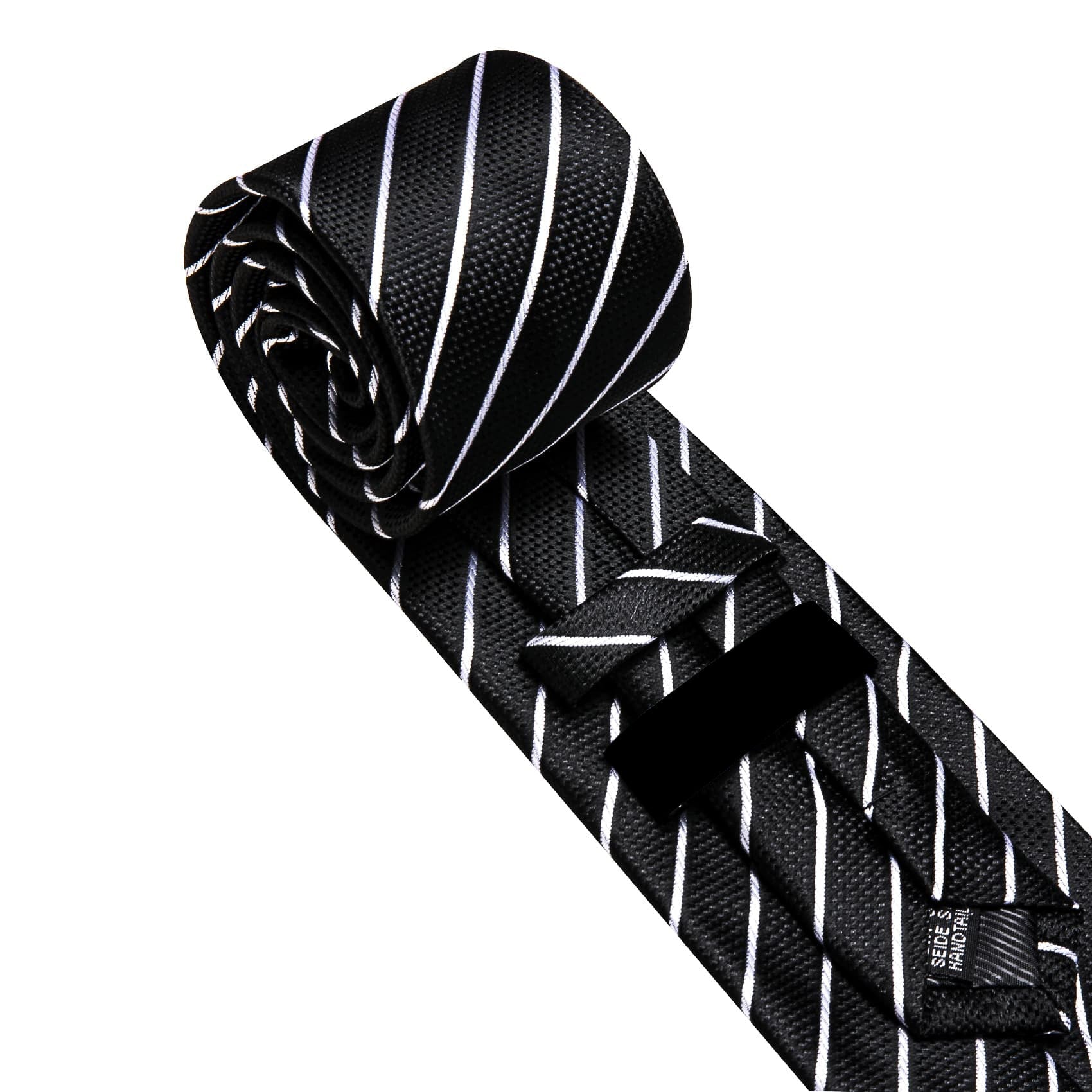 GentCrest Black Striped Tie Hanky Cufflinks Set - Image 4