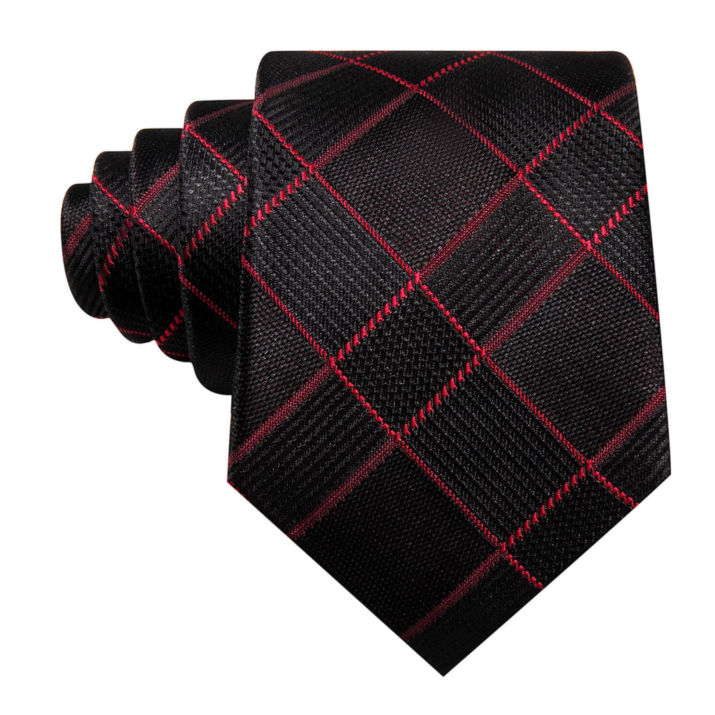 GentCrest Black Plaid Tie Hanky Cufflinks Set - Image 4