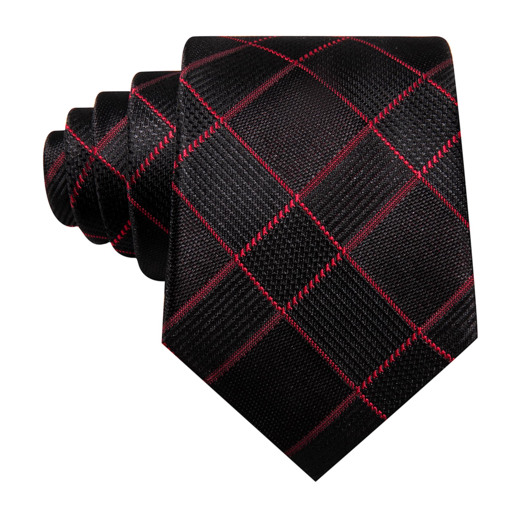 GentCrest Black Plaid Tie Hanky Cufflinks Set - Image 4