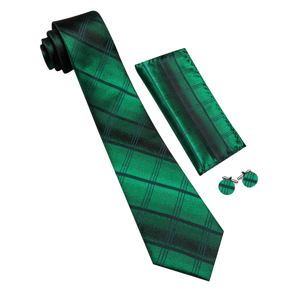 GentCrest Green Plaid Tie Hanky Cufflinks Set - Image 5