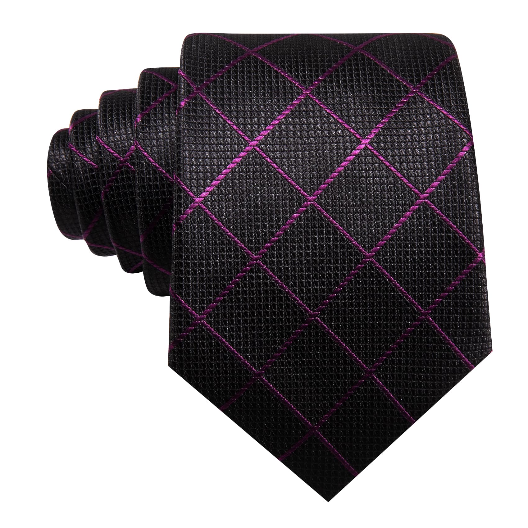 GentCrest Black Plaid Tie Hanky Cufflinks Set - Image 4