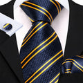 GentCrest Blue Striped Tie Hanky Cufflinks Set - Image 1