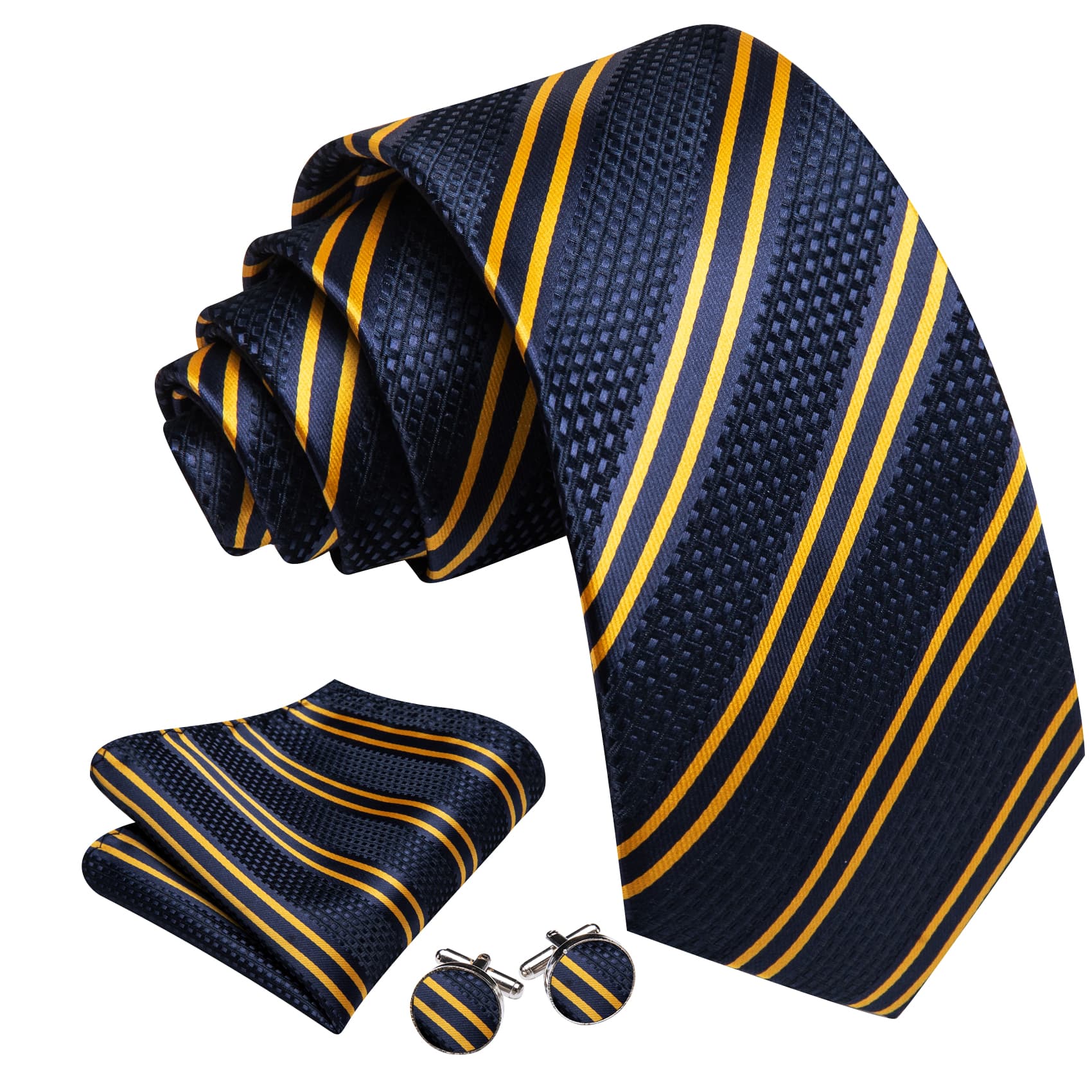 GentCrest Blue Striped Tie Hanky Cufflinks Set - Image 2
