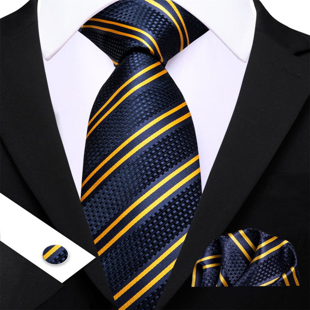 GentCrest Blue Striped Tie Hanky Cufflinks Set - Image 3