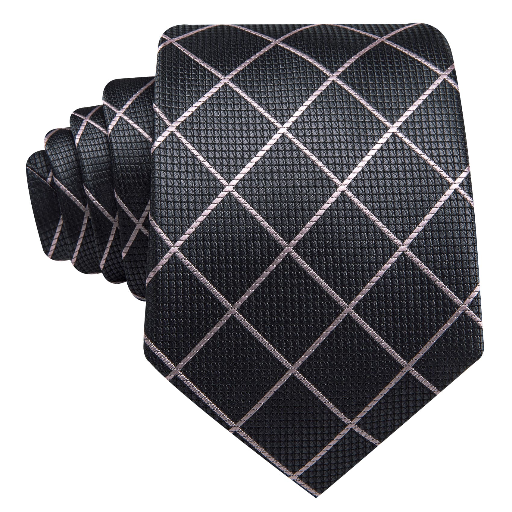 GentCrest Pink Plaid Tie Hanky Cufflinks Set - Image 4