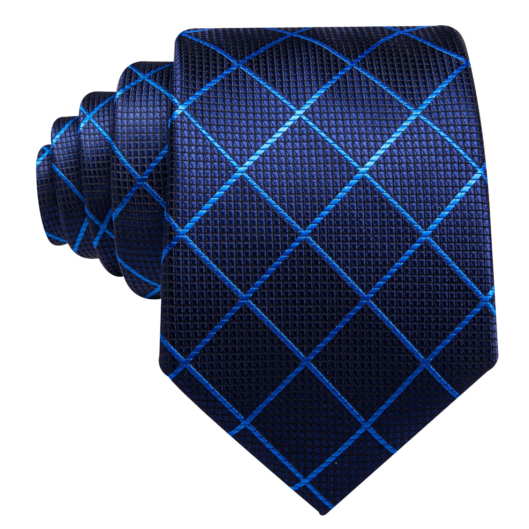 GentCrest Blue Plaid Tie Hanky Cufflinks Set - Image 4