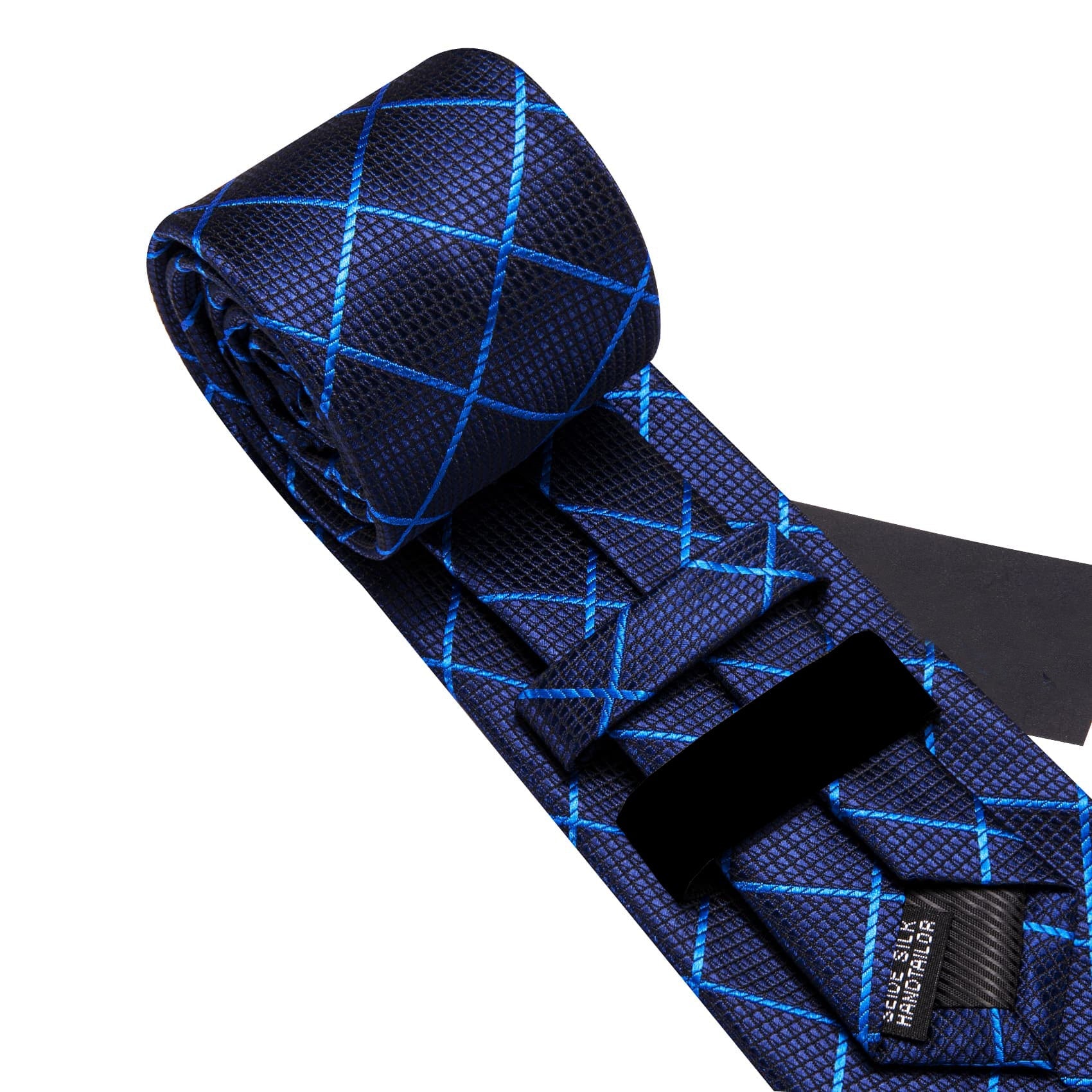 GentCrest Blue Plaid Tie Hanky Cufflinks Set - Image 5