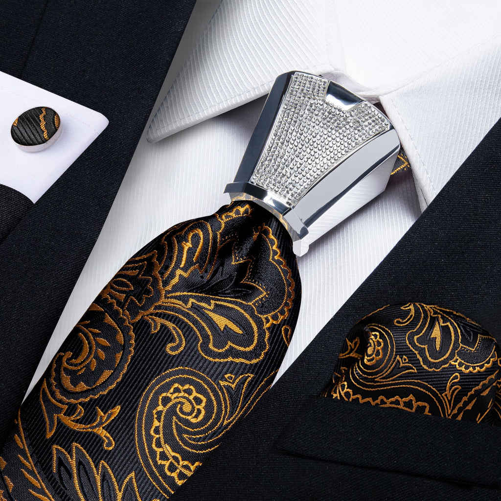 GentCrest Gold Paisley Tie with Rings - Image 1