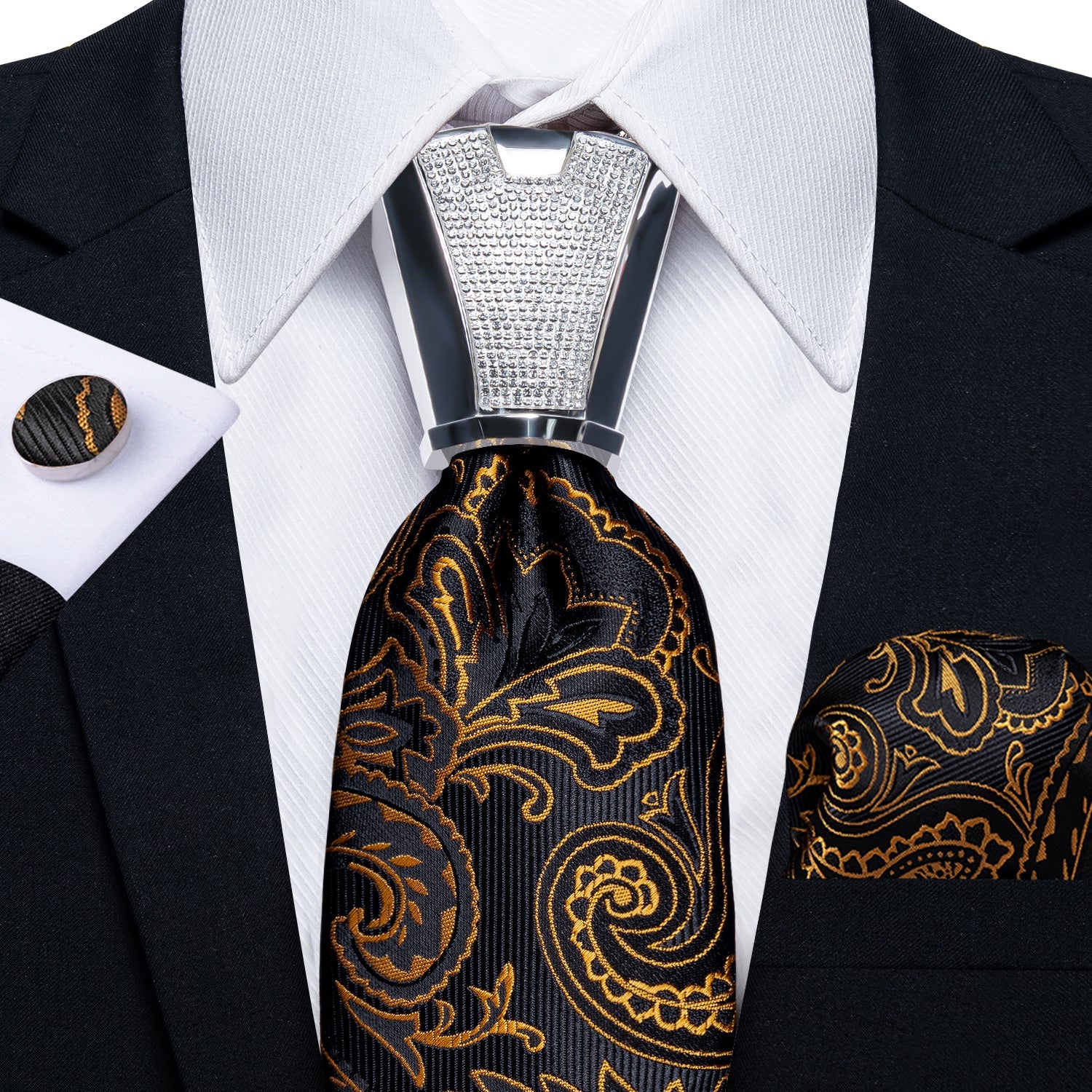 GentCrest Gold Paisley Tie with Rings - Image 3