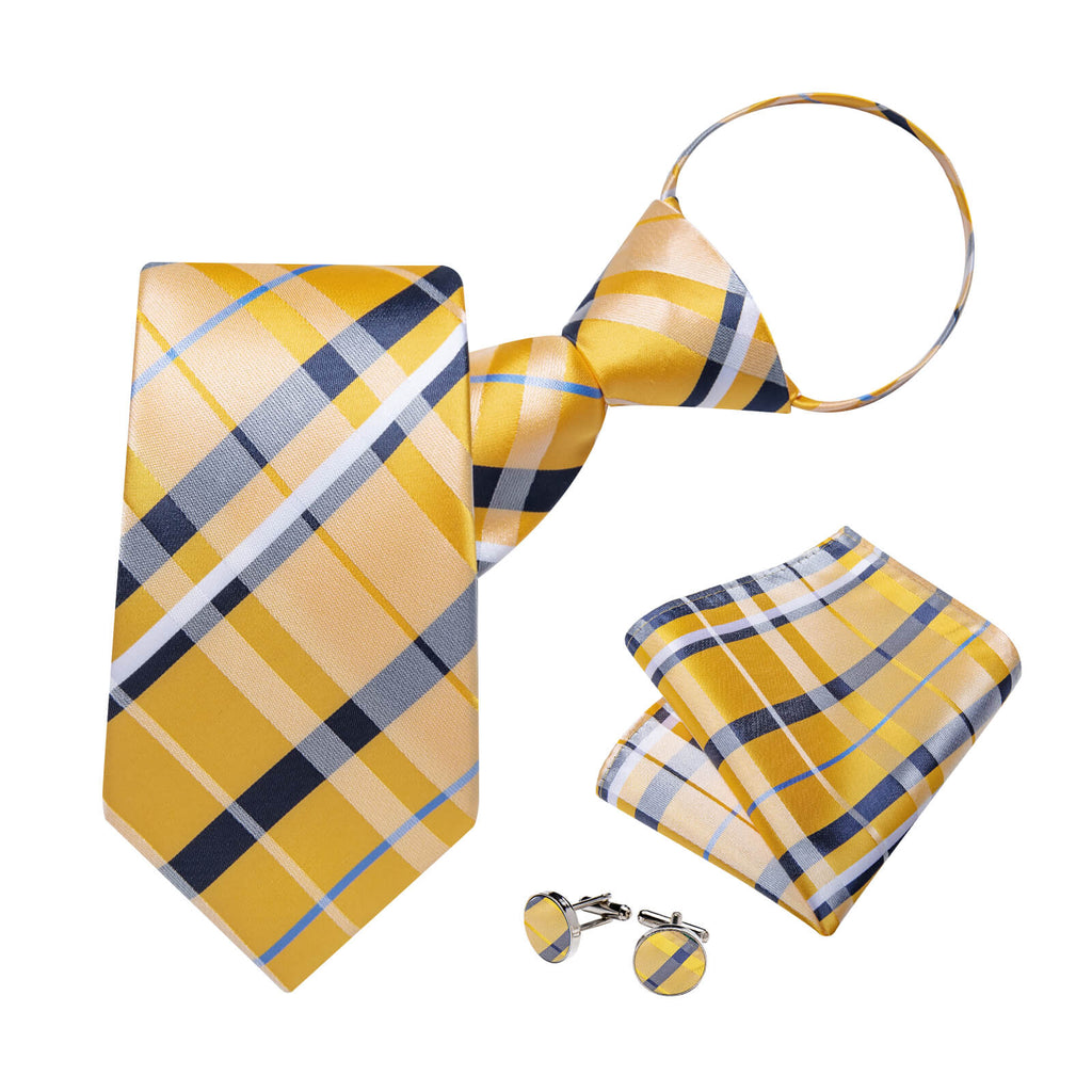 GentCrest Black Plaid Tie Hanky Cufflinks Set - Image 1
