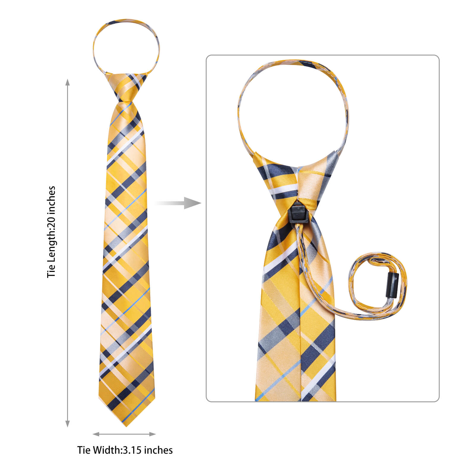 GentCrest Black Plaid Tie Hanky Cufflinks Set - Image 4