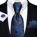GentCrest Blue Paisley Tie with Accessories - Image 1
