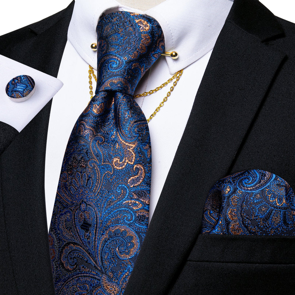 GentCrest Blue Paisley Tie with Accessories - Image 2